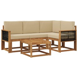Ensemble de canapés d'extérieur 5 pcs Naturel et Beige 636356636356