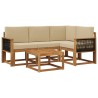 Ensemble de canapés d'extérieur 5 pcs Naturel et Beige 636356636356