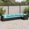 Salon de jardin 6 pcs avec coussins Noir Résine tressée 636357636357