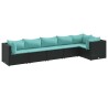 Salon de jardin 6 pcs avec coussins Noir Résine tressée 636357636357