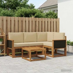 Ensemble de canapés d'extérieur 5 pcs Naturel et Beige 636359636359