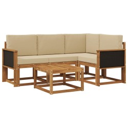Ensemble de canapés d'extérieur 5 pcs Naturel et Beige 636359636359