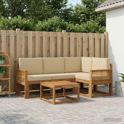 Ensemble de canapés d'extérieur 5 pcs Naturel et Beige 636360636360