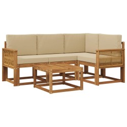 Ensemble de canapés d'extérieur 5 pcs Naturel et Beige 636360636360