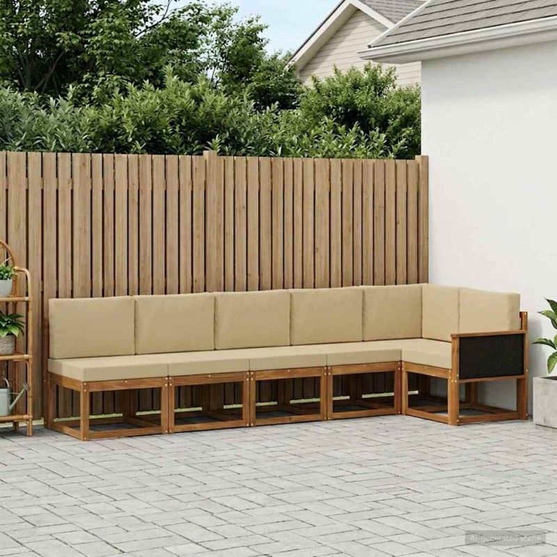 Ensemble de canapés d'extérieur 6 pcs Naturel et Beige 636363636363