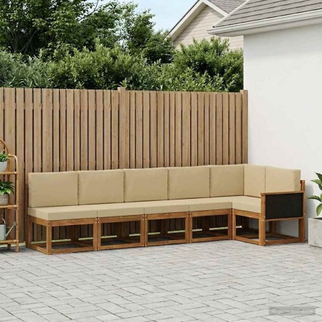 Ensemble de canapés d'extérieur 6 pcs Naturel et Beige 636363636363