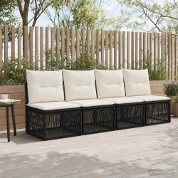 Canapé 4 places 4 pcs 4-Nombre de places Noir polyrotin 636364636364