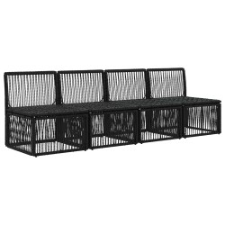 Canapé 4 places 4 pcs 4-Nombre de places Noir polyrotin 636364636364