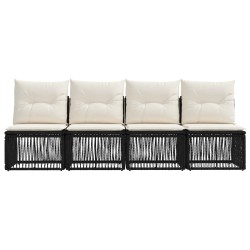 Canapé 4 places 4 pcs 4-Nombre de places Noir polyrotin 636364636364