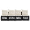 Canapé 4 places 4 pcs 4-Nombre de places Noir polyrotin 636364636364