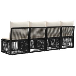 Canapé 4 places 4 pcs 4-Nombre de places Noir polyrotin 636364636364