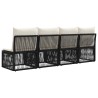 Canapé 4 places 4 pcs 4-Nombre de places Noir polyrotin 636364636364