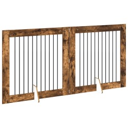 Porte de chien pliable avec supports 2 pcs Chêne fumé 200,5 cm 636371636371