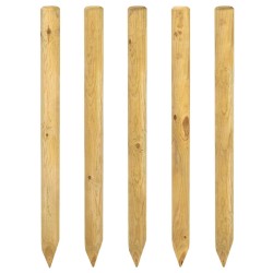 Poteaux de clôture 5 pc Vert 120 cm Bois de pin massif 636380636380