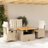 Ensemble à manger de jardin coussins 4 pcs beige résine tressée 636383636383