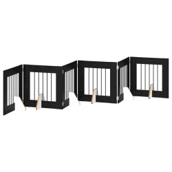 Porte de chien pliable avec supports 6 pcs Chêne noir 362 cm 636386636386