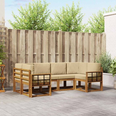 Ensemble de canapés d'extérieur 6 pcs Naturel et Beige 636392636392