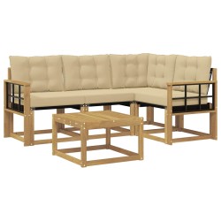 Ensemble de canapés d'extérieur 5 pcs Blanc et Beige 636396636396