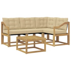 Ensemble de canapés d'extérieur 5 pcs Blanc et Beige 636397636397