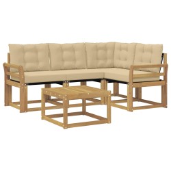 Ensemble de canapés d'extérieur 5 pcs Blanc et Beige 636415636415