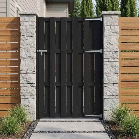Porte de Jardin 100 x 180 cm WPC et Aluminium Noir 636416636416