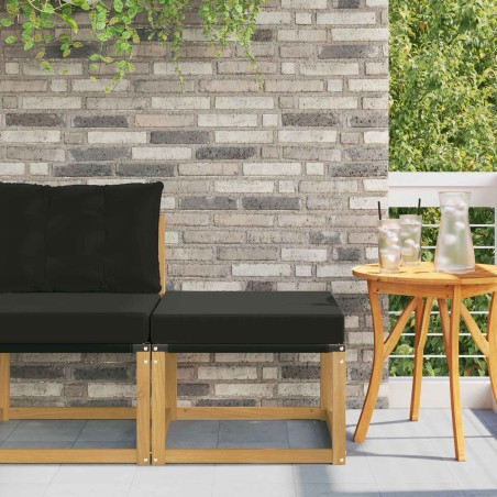 Pouf d'Extérieur Bois d'acacia massif et tissu Textilène Blanc 636419636419