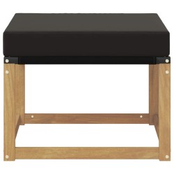 Pouf d'Extérieur Bois d'acacia massif et tissu Textilène Blanc 636419636419