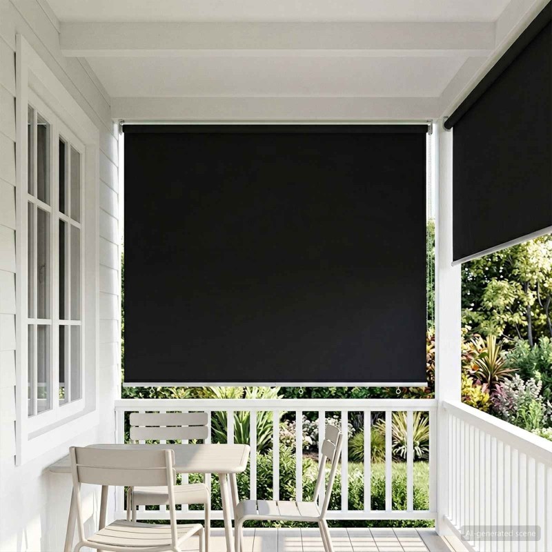 Store roulant extérieur protection UV Noir 165 x 140 cm (L x H) 636423636423