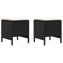 Pouf de Jardin 2 Pièce Noir et Crème 38 x 38 x 45 cm Rotin PE 636425636425