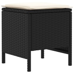 Pouf de Jardin 2 Pièce Noir et Crème 38 x 38 x 45 cm Rotin PE 636425636425