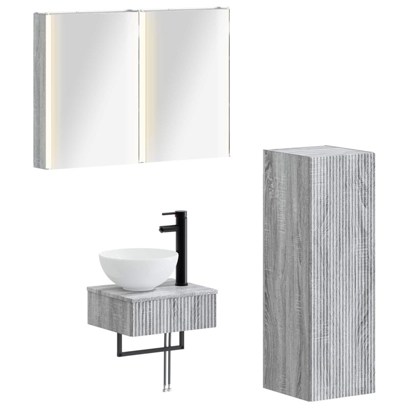 Ensemble d'armoire de salle de bain 4 pcs Sonoma gris 636426636426