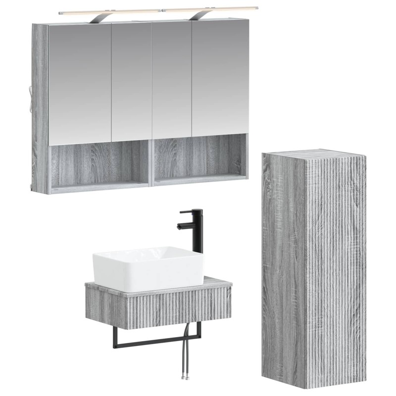 Ensemble d'armoire de salle de bain 4 pcs Sonoma gris 636428636428