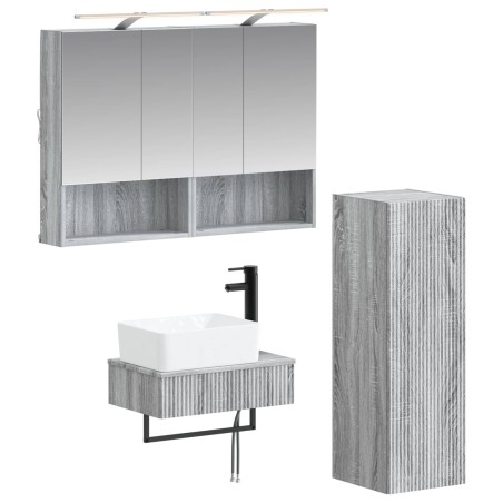 Ensemble d'armoire de salle de bain 4 pcs Sonoma gris 636428636428
