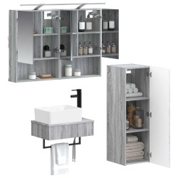 Ensemble d'armoire de salle de bain 4 pcs Sonoma gris 636428636428