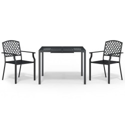 Ensemble à manger de jardin 3 pcs anthracite acier 636432636432