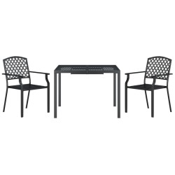 Ensemble à manger de jardin 3 pcs anthracite acier 636432636432