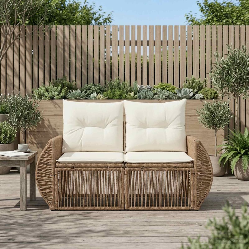 Canapé de jardin 2-Nombre de places Beige polyrotin 636435636435