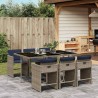 Ensemble à manger de jardin 7 pcs coussins gris résine tressée 636438636438