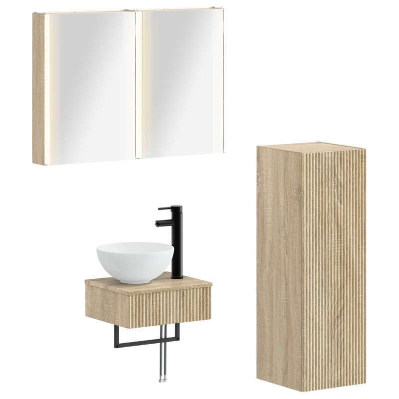 Ensemble d'armoire de salle de bain 4 pcs Chêne Sonoma 636440636440