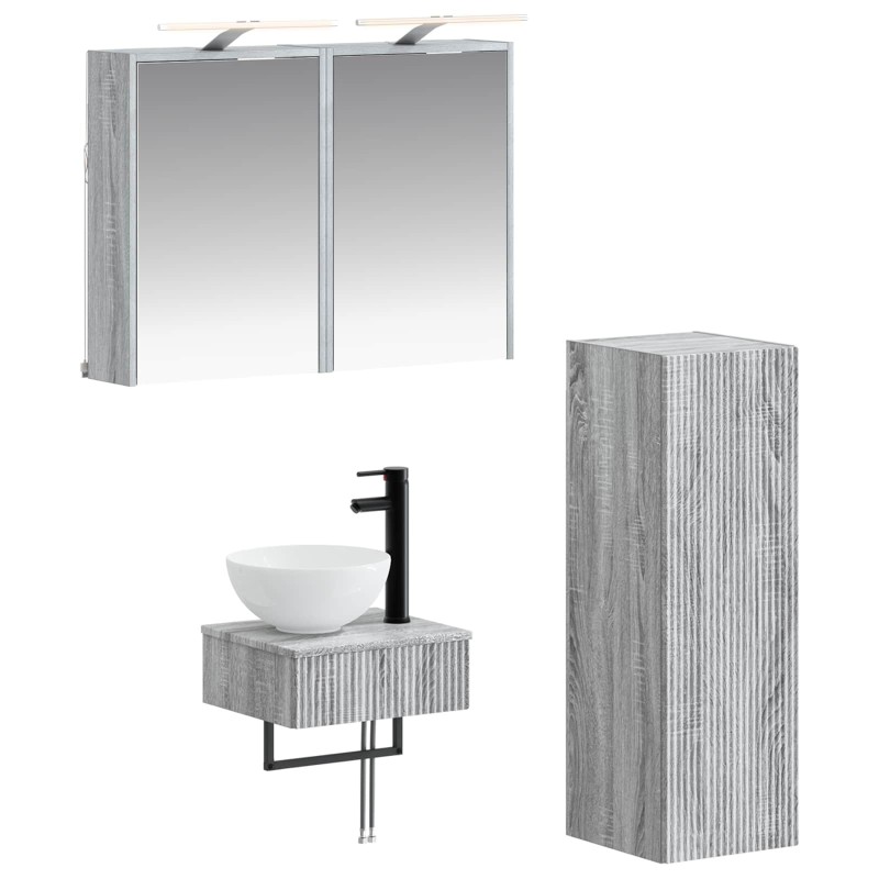 Ensemble d'armoire de salle de bain 4 pcs Sonoma gris 636443636443