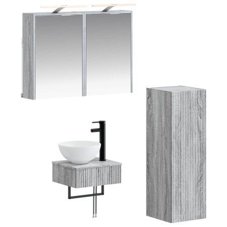 Ensemble d'armoire de salle de bain 4 pcs Sonoma gris 636443636443