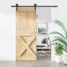Porte coulissante Naturel et noir 80 x 210 cm 636455636455
