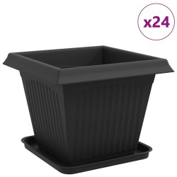 Pots de plantes 24 pcs Noir 38 x 38 x 30 cm Plastique 636459636459