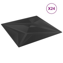 Panneaux muraux Étoile 24 pcs Noir Étoile 50 x 50 cm Mousse XPS 636460636460