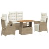 Ensemble à manger de jardin coussins 4 pcs beige résine tressée 636466636466