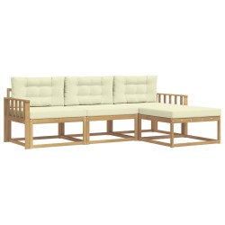 Ensemble de canapés d'extérieur 4 pcs Blanc et crème Polyester 636480636480