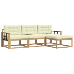 Ensemble de canapés d'extérieur 4 pcs Blanc et crème Polyester 636483636483