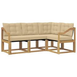 Ensemble de canapés d'extérieur 4 pcs Blanc et Beige 636484636484