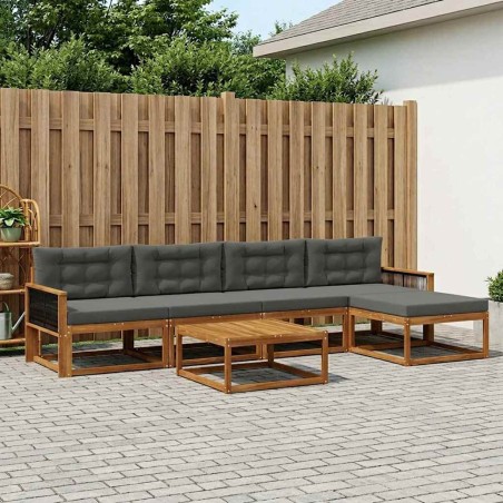 Ensemble de canapés d'extérieur 6 pcs Naturel et Anthracite 636486636486