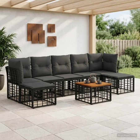 Ensemble de canapés d'extérieur 8 pcs Noir et Gris foncé 636503636503